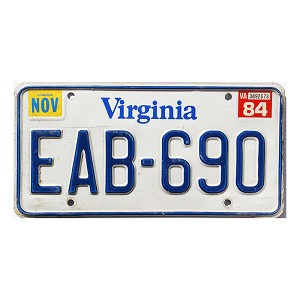 1984 Virginia License Plate #EAB690