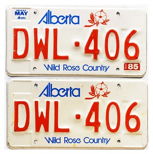 1985 Alberta License Plates Pair #DWL406