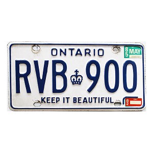 1985 Ontario License Plate #RVB900