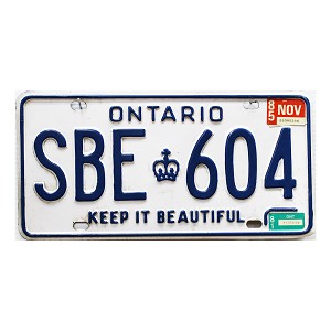 1985 Ontario License Plate #SBE604