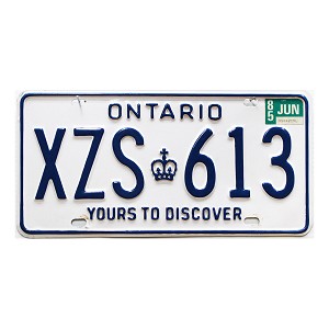 1985 Ontario License Plate #XZS613