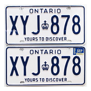 1985 Ontario License Plates Pair #XYJ878