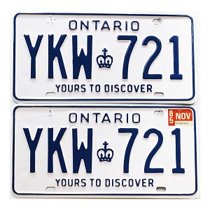 1985 Ontario License Plates Pair #YKW721