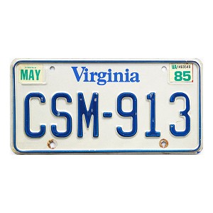 1985 Virginia License Plate #CSM913