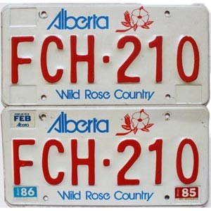 1986 Alberta License Plates Pair #FCH210
