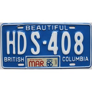 1986 British Columbia License Plate #HDS408