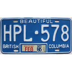 1986 British Columbia License Plate #HPL578