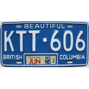1986 British Columbia License Plate #KTT606