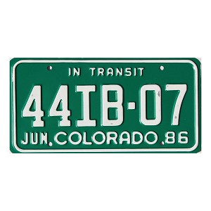 1986 Colorado In Transit License Plate #44IB07