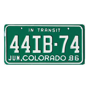 1986 Colorado In Transit License Plate #44IB74