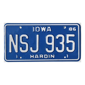 1986 Iowa License Plate #NSJ935