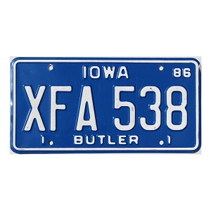 1986 Iowa License Plate #XFA538