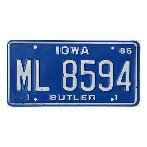 1986 Iowa Truck License Plate #ML8594