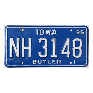 1986 Iowa Truck License Plate #NH3148