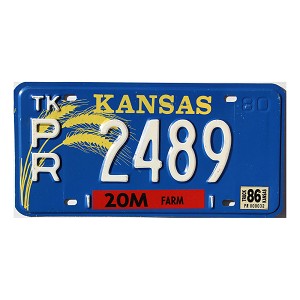 1986 Kansas Farm License Plate #2489