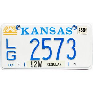 1986 Kansas Truck License Plate #2573