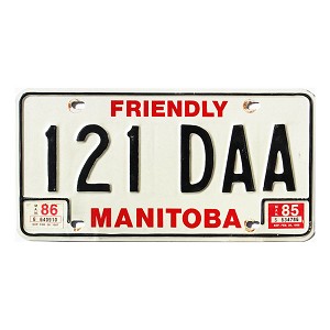 1986 Manitoba License Plate #121DAA