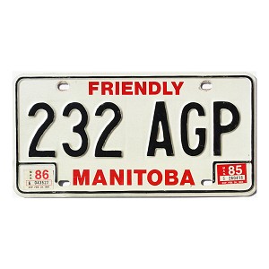 1986 Manitoba License Plate #232AGP
