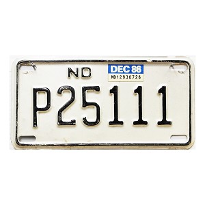 1986 North Dakota Trailer License Plate #P25111