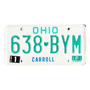 1986 Ohio License Plate #638BYM