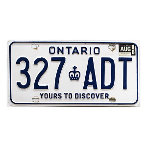 1986 Ontario License Plate #327ADT