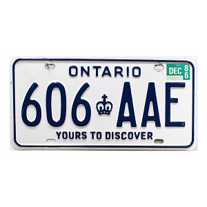 1986 Ontario License Plate #606AAE
