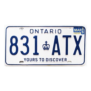 1986 Ontario License Plate #831ATX