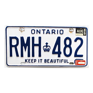 1986 Ontario License Plate #RMH482