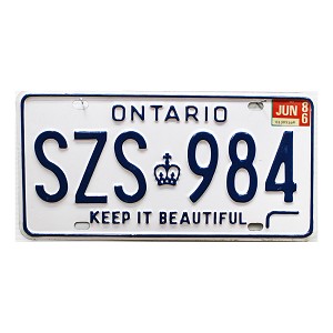 1986 Ontario License Plate #SZS984