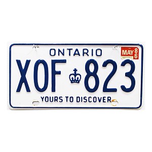 1986 Ontario License Plate #XOF823