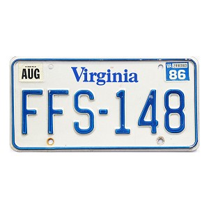 1986 Virginia License Plate #FFS148
