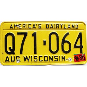 1986 Wisconsin License Plate #Q71064