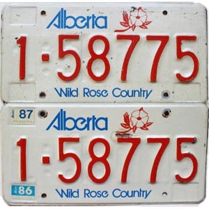 1987 Alberta Commercial License Plates Pair #158775