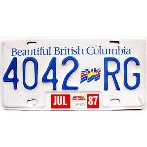 1987 British Columbia Truck License Plate #4042RG