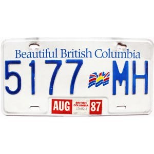 1987 British Columbia Truck License Plate #5177MH