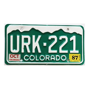 1987 Colorado License Plate #URK221