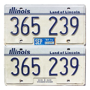 1987 Illinois License Plates Pair #365239