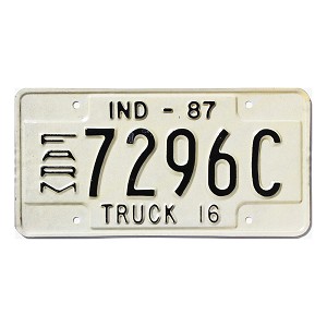 1987 Indiana Farm Truck License Plate #7296C