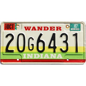 1987 Indiana License Plate #20G6431