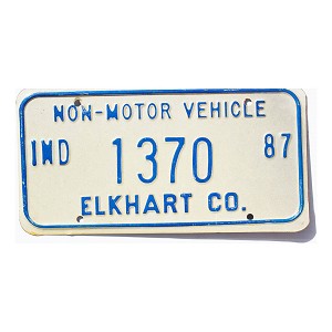 1987 Indiana Non Motor Vehicle License Plate #1370