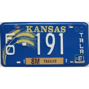 1987 Kansas Trailer License Plate #191