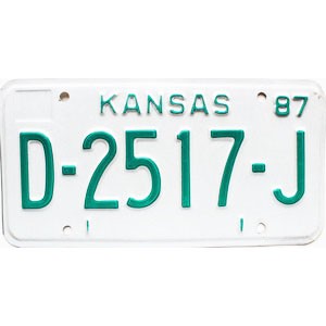 1987 Kansas Dealer License Plate #D2517J