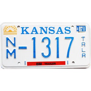 1987 Kansas Trailer License Plate #1317