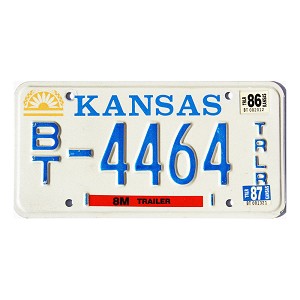 1987 Kansas Trailer License Plate #BT4464