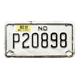 1987 North Dakota Trailer License Plate #P20898