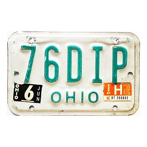 1987 Ohio Motorcycle License Plate #76DIP