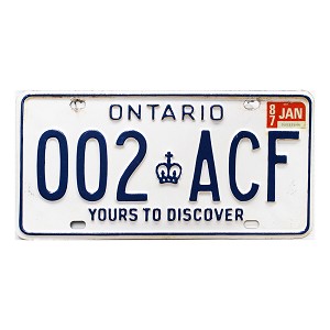 1987 Ontario License Plate #002ACF