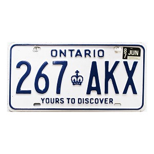 1987 Ontario License Plate #267AKX