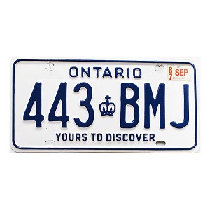 1987 Ontario License Plate #443BMJ