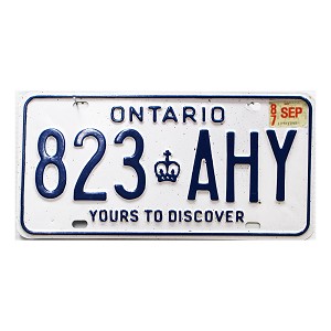 1987 Ontario License Plate #823AHY